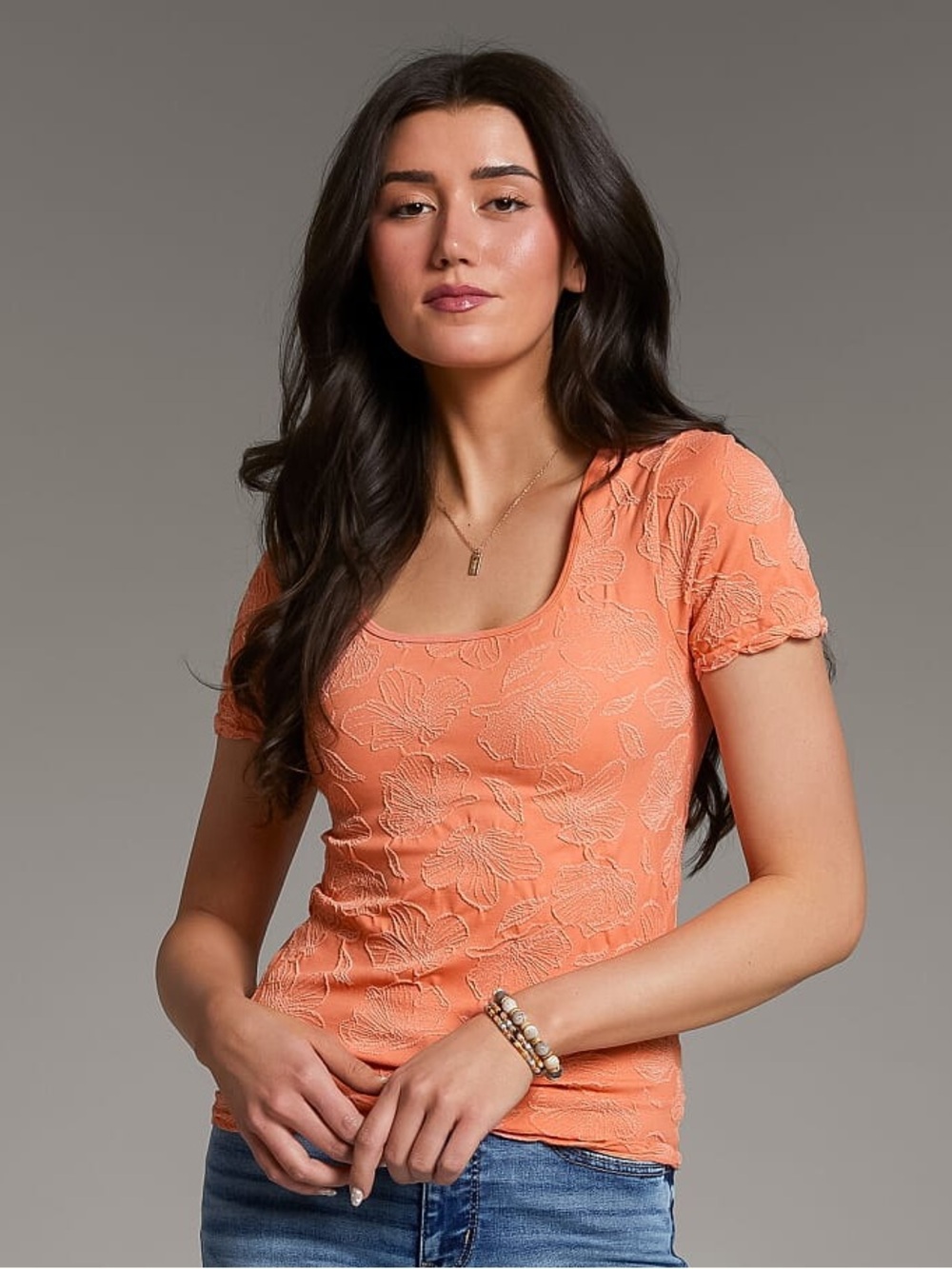 BKE by The Buckle Core Textured Top - Size M/L, Coral